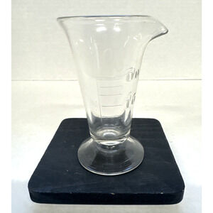 Vintage Footed Apothecary Graduated Cylinder Etched CC Handblown Pharmacy 3.5 in